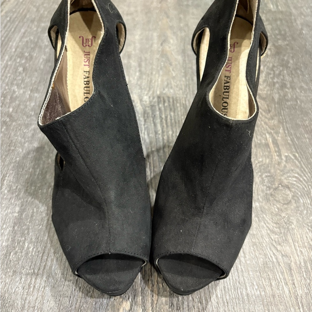 JustFab Elegant Black Peep Toe Heels